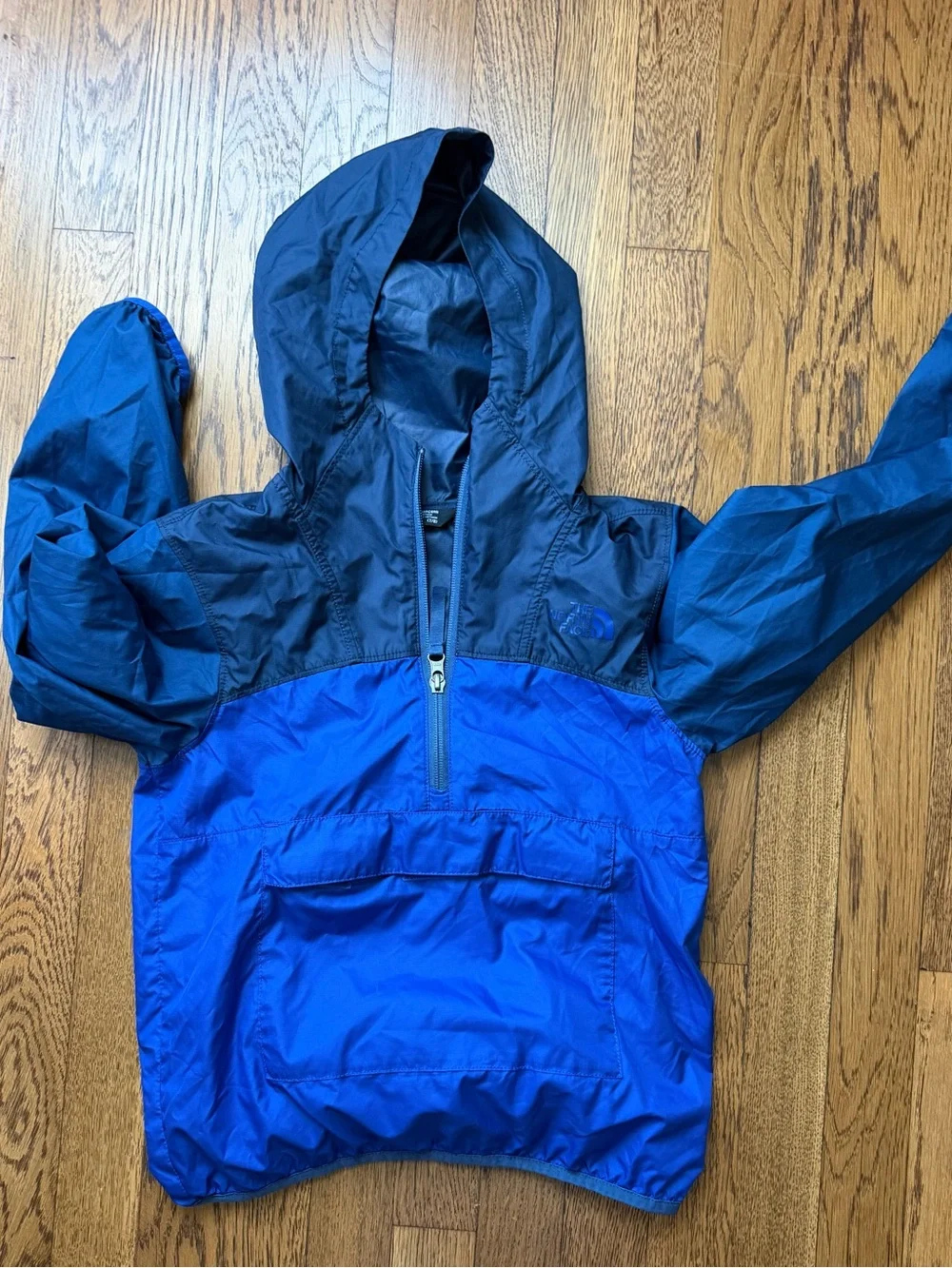The North Face Boys 7/8 Blue Half-Zip Hooded Pullover Jacket